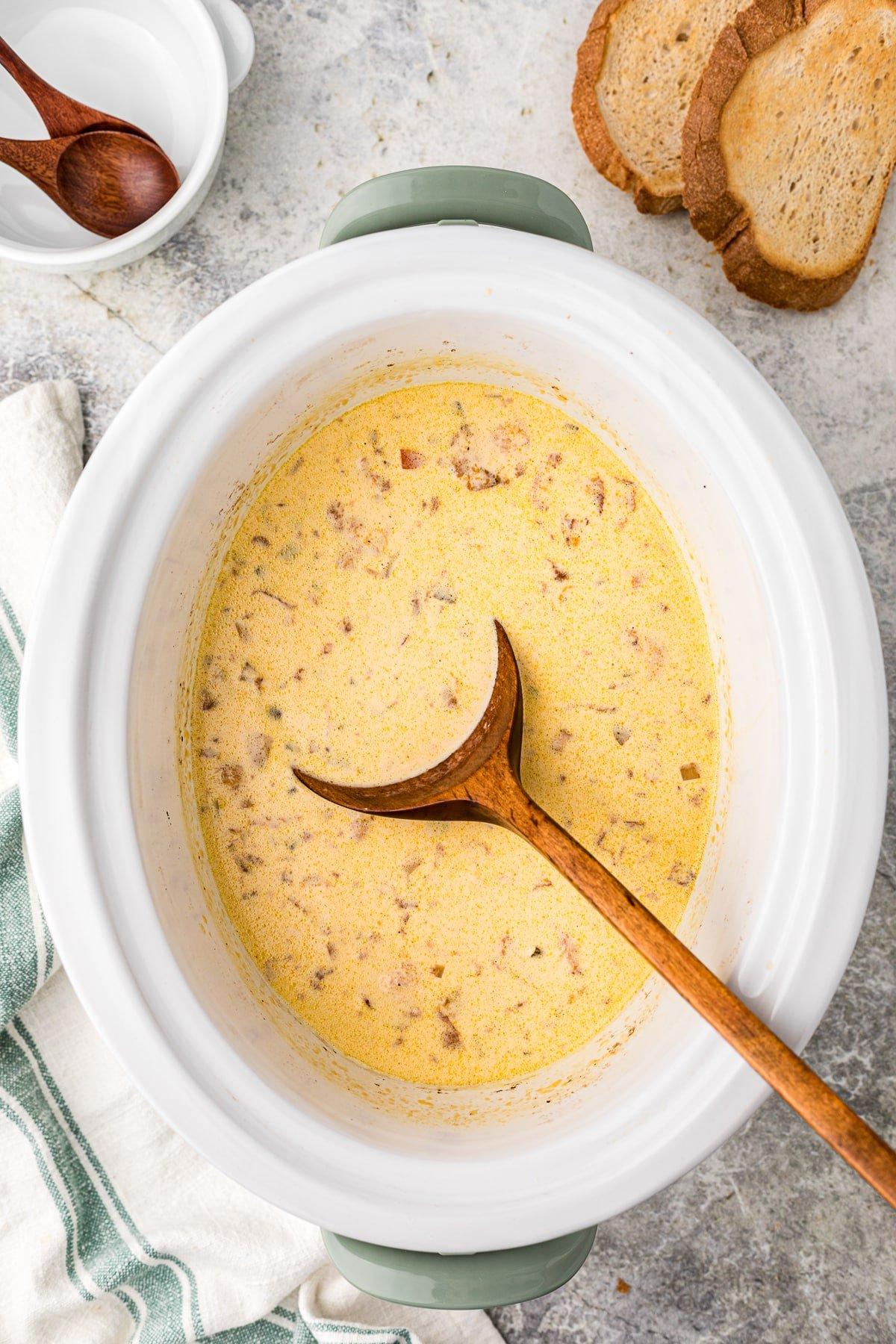 Zuppa alla birra e al formaggio 2 Zuppa di formaggio e birra cotta in slow cooker.