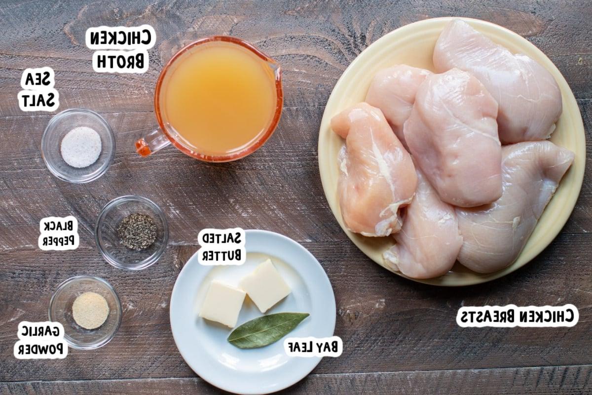 Pollo sfilacciato in slow cooker 4 ingredienti per il pollo sfilacciato su un tavolo