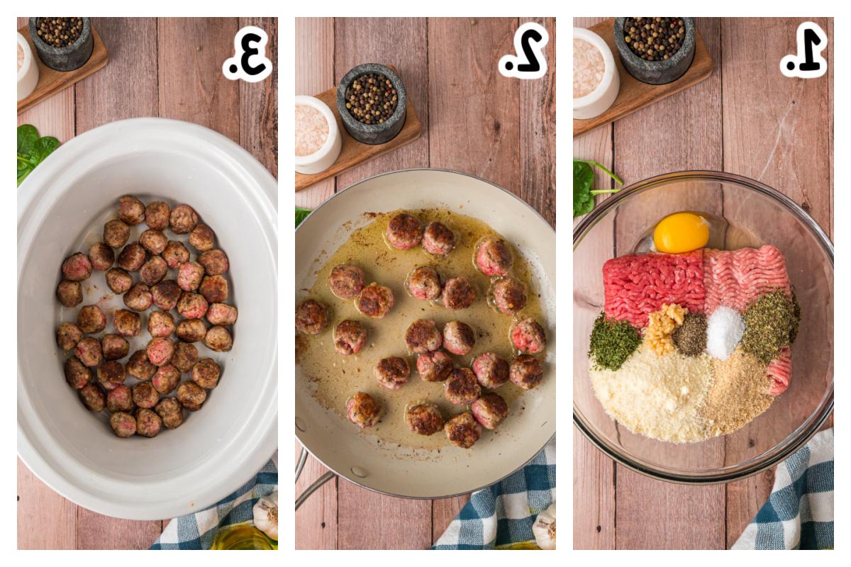 Minestra Maritata Italiana a Cottura Lenta 4 Tre immagini che mostrano come preparare la minestra maritata italiana in slow cooker.