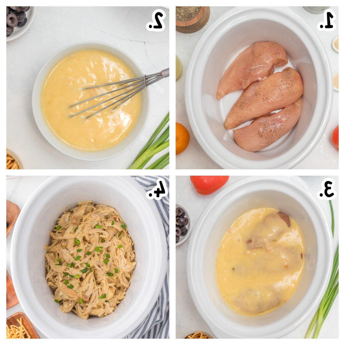**Montagnette Hawaiane a Cottura Lenta** 4 Quattro immagini su come fare il pollo Hawaiian Haystack in una crockpot.