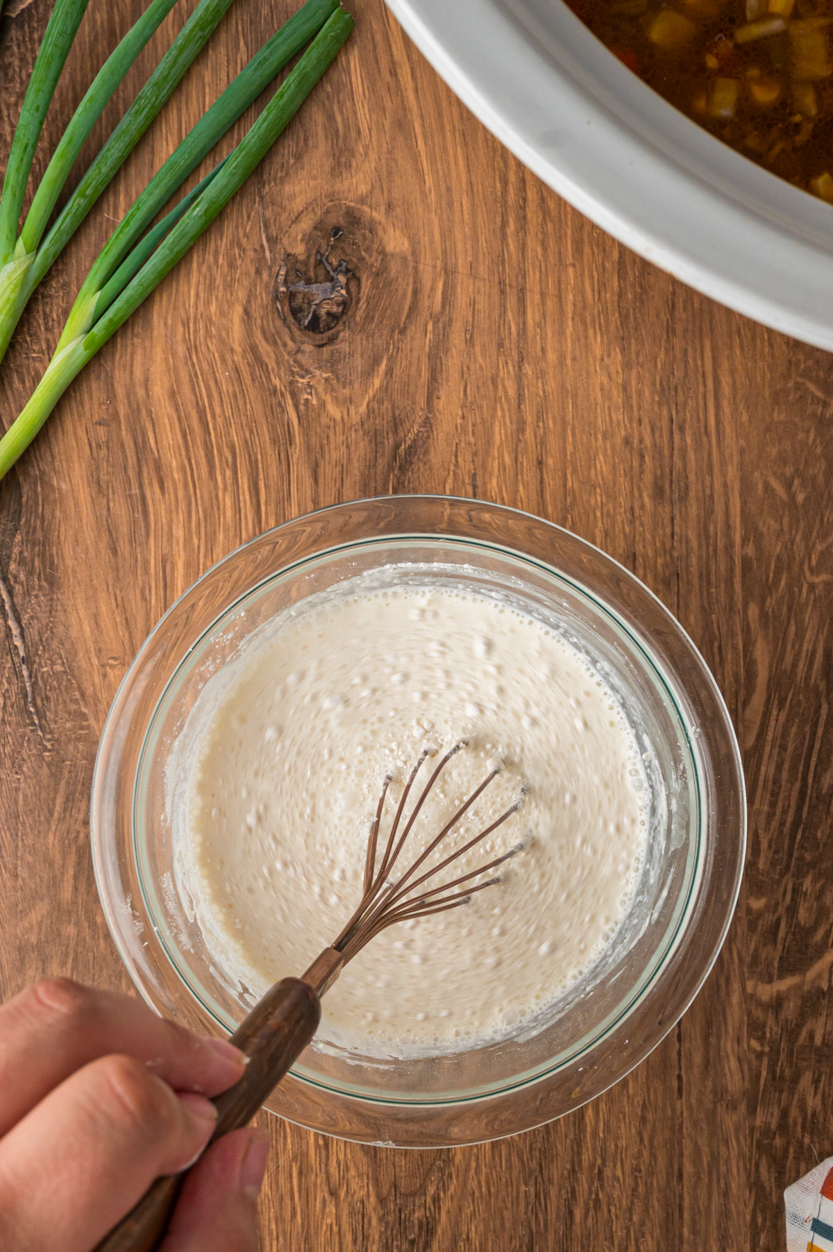 Zuppa Nacho 5 Roux fatto di farina e latte.