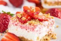 Heavenly Strawberry Crunch Cheesecake Bars