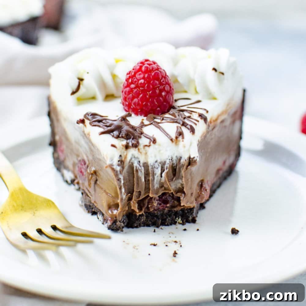Popping no-bake chocolate raspberry pie with a winning flavor combination