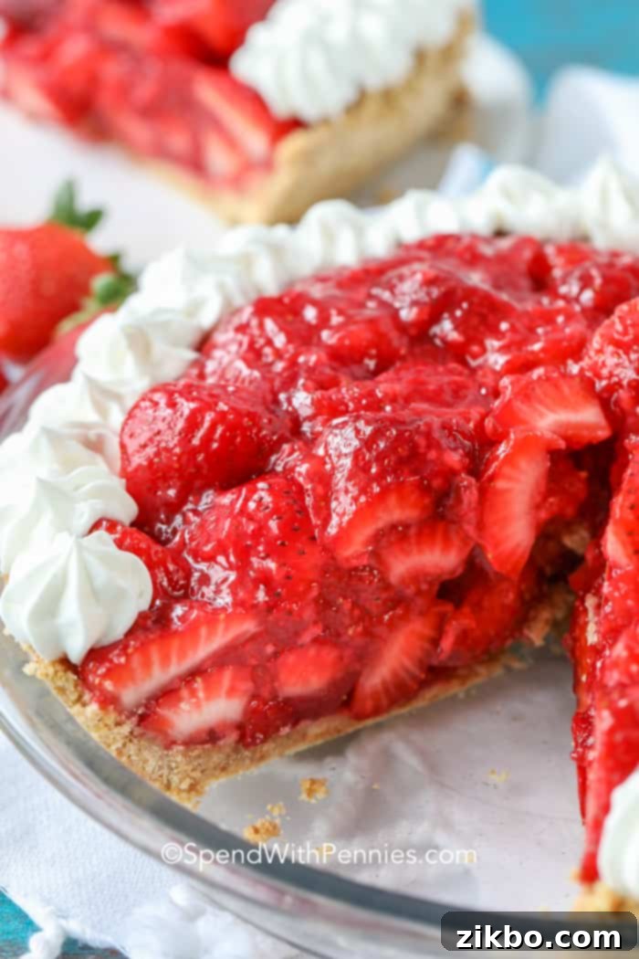 Drool-worthy no-bake strawberry pie made with fresh or frozen berries