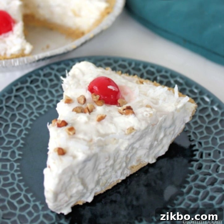 Fun Southern-style Million Dollar Pie with pineapple, coconut, and maraschino cherries