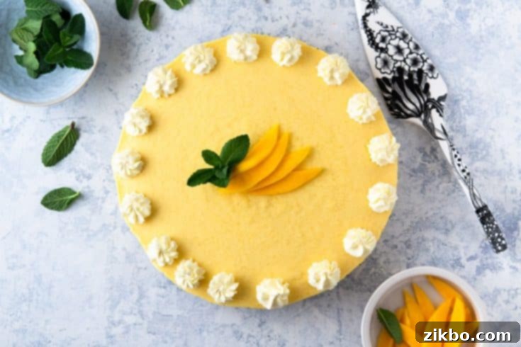 Pretty and perfectly fruity no-bake mango pie, easy and delicious