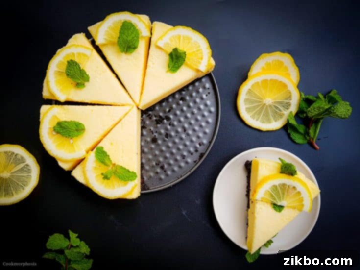 Elegant no-bake lemon chiffon pie with an Oreo crust, garnished with lemon and mint