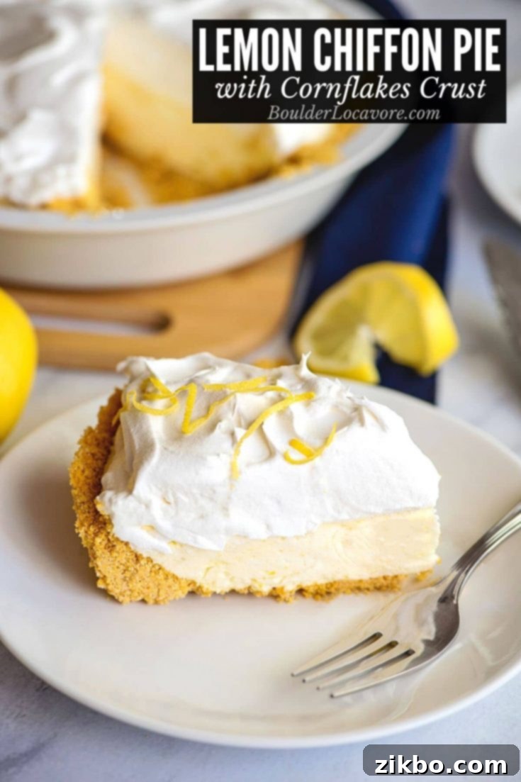 Simple and classic no-bake lemon chiffon pie with refreshing creamy goodness