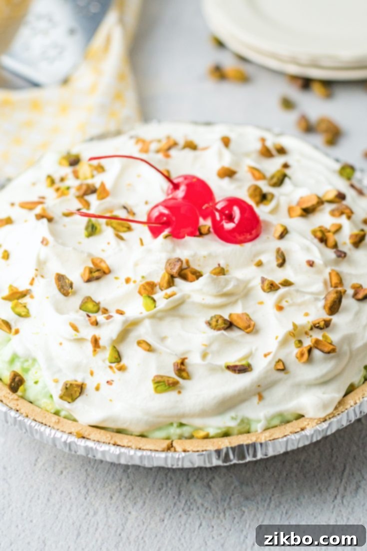 Delicious and beautiful no-bake pistachio pie made with pudding mix