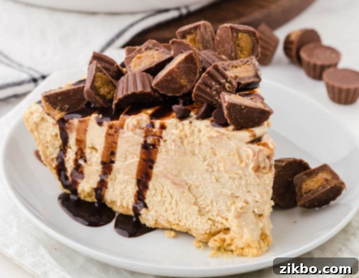 Dreamy and creamy old-fashioned no-bake peanut butter pie