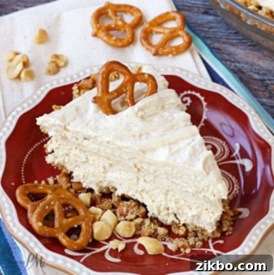 Sweet and salty no-bake peanut butter pretzel pie