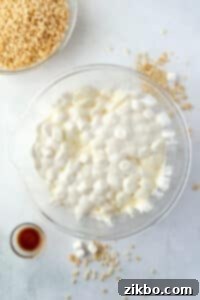 A bowl with melted marshmallows and butter.