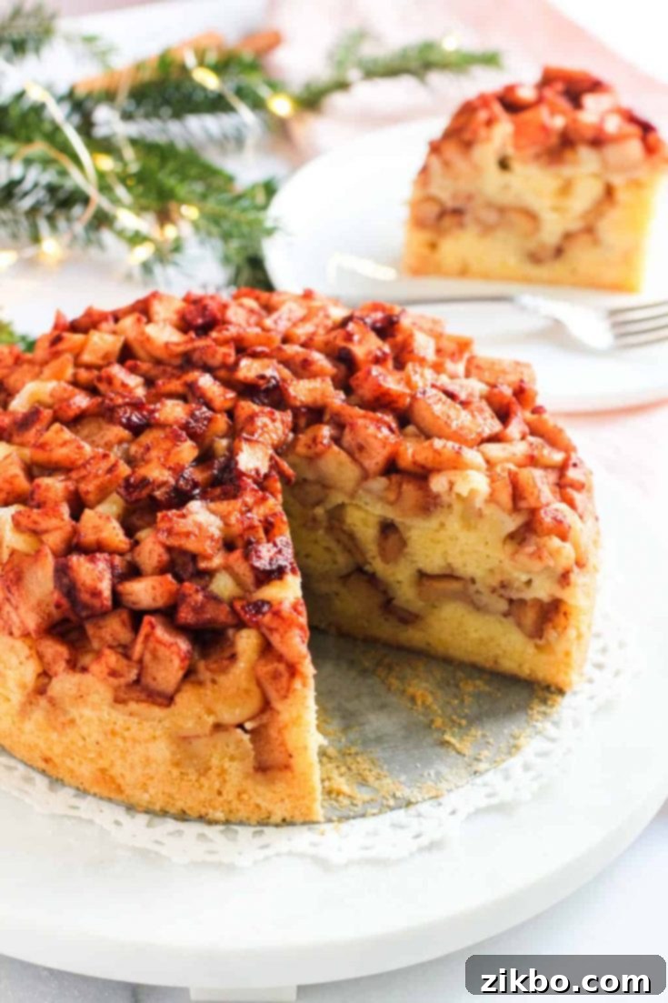 Moist and fluffy Instant Pot Apple Cake with tender apple pieces.