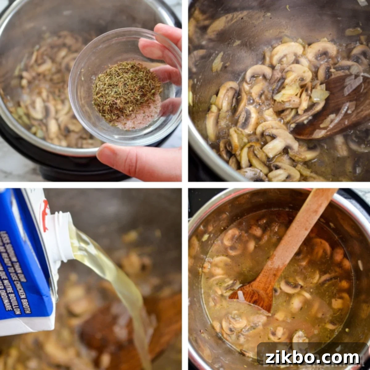 How to saute mushrooms in an Instant Pot for soup.