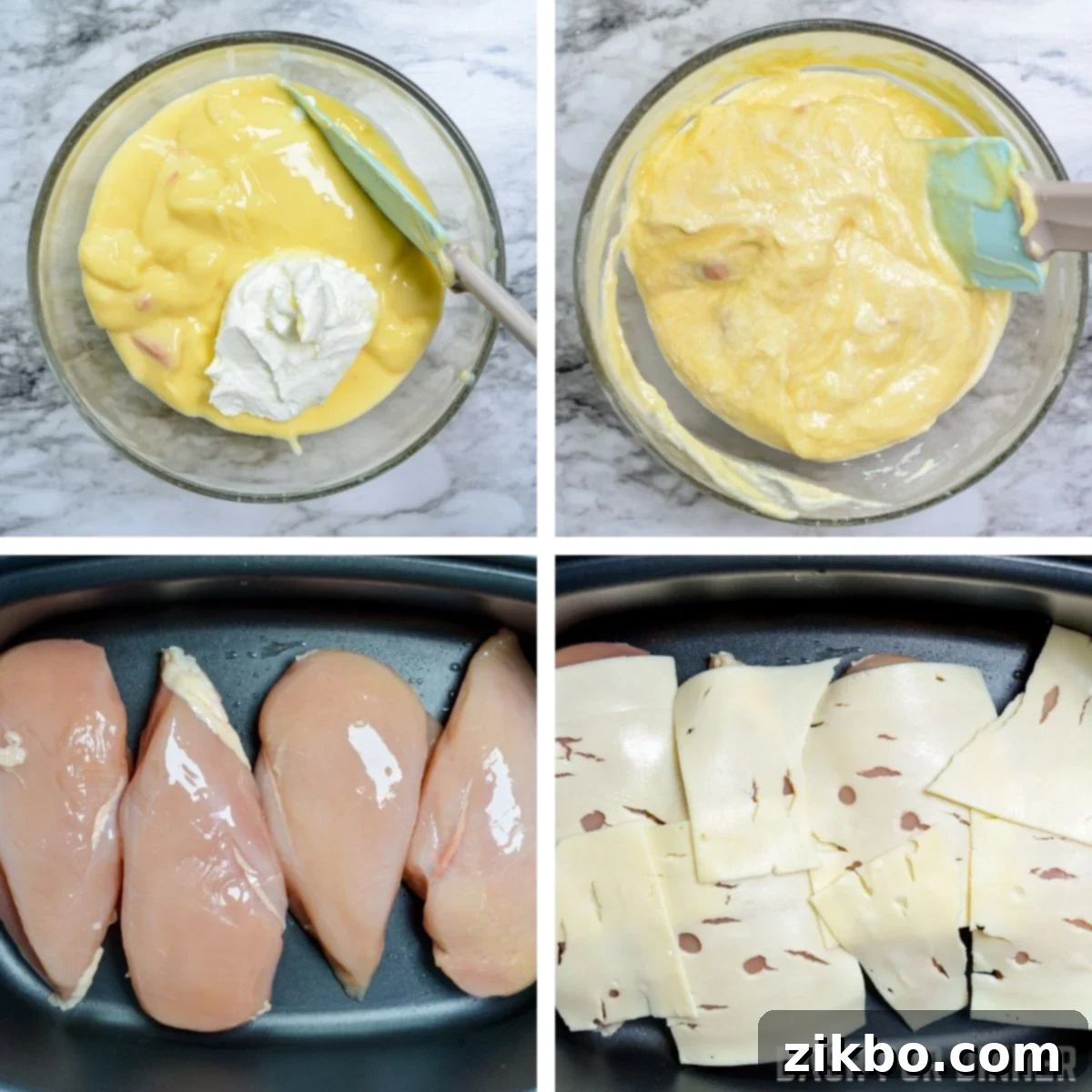 How to prepare Swiss Chicken Casserole in a slow cooker.