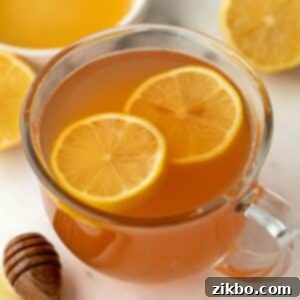 A glass mug filled with orange hued tea and garnished with lemon slices.