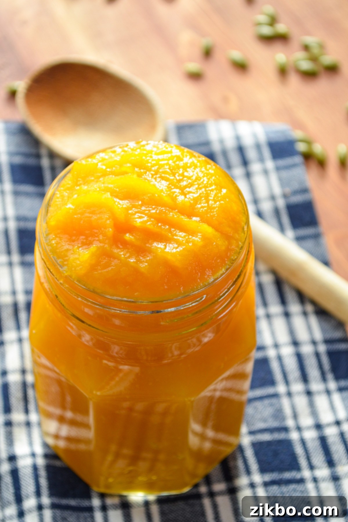 A jar of pumpkin puree.
