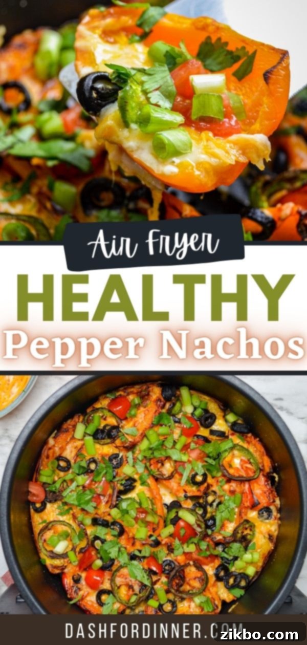 An air fryer full of pepper nachos, perfectly cooked and ready to serve.