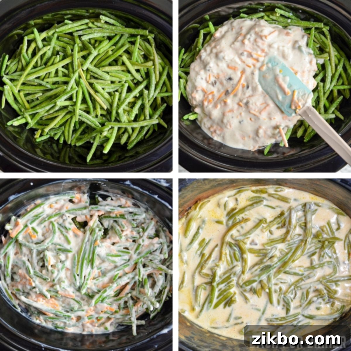 How to make green bean casserole in a slow cooker.