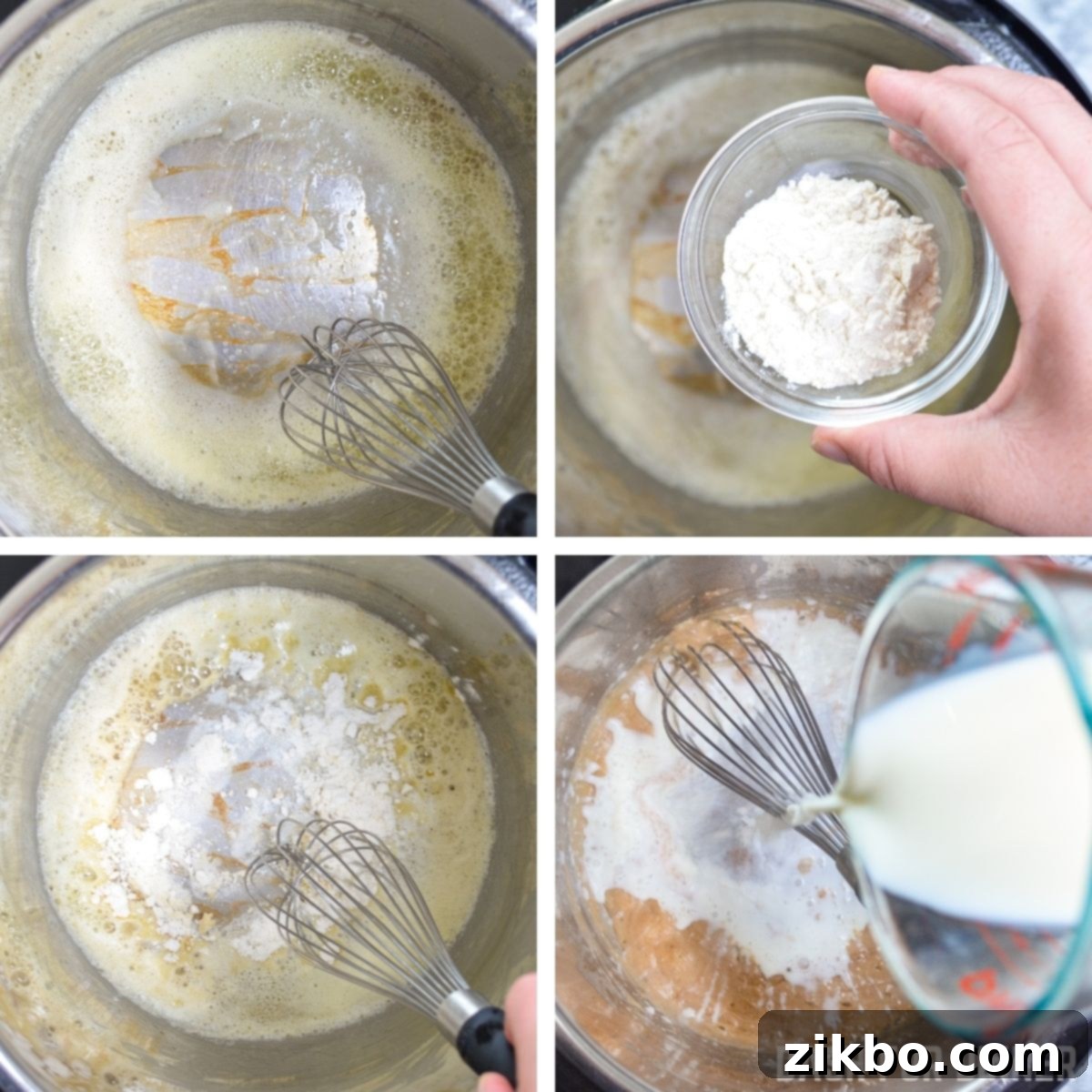 Quick and Creamy 5-Ingredient Instant Pot Velveeta Mac and Cheese 7 The Instant Pot on sauté mode, with butter and flour beginning to form a roux.