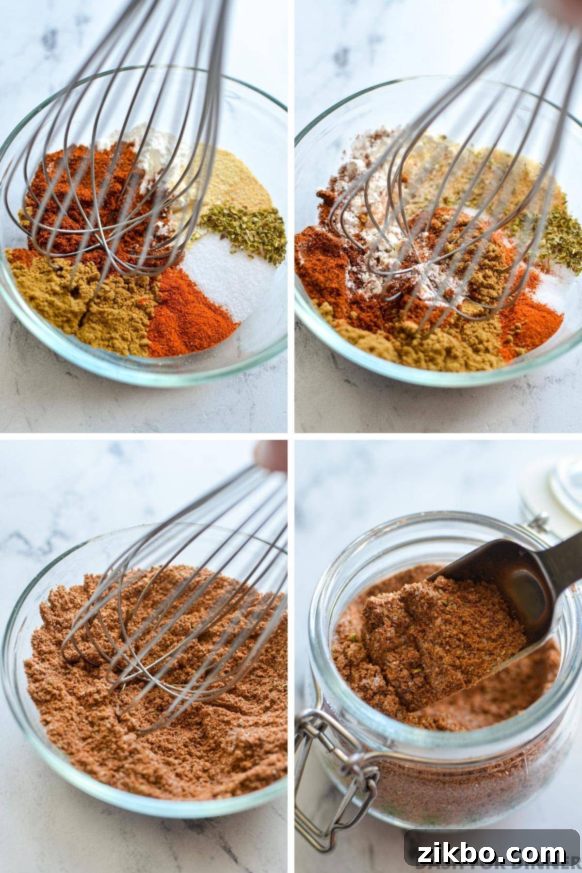 A small bowl with all the taco seasoning ingredients perfectly mixed and ready for storage.