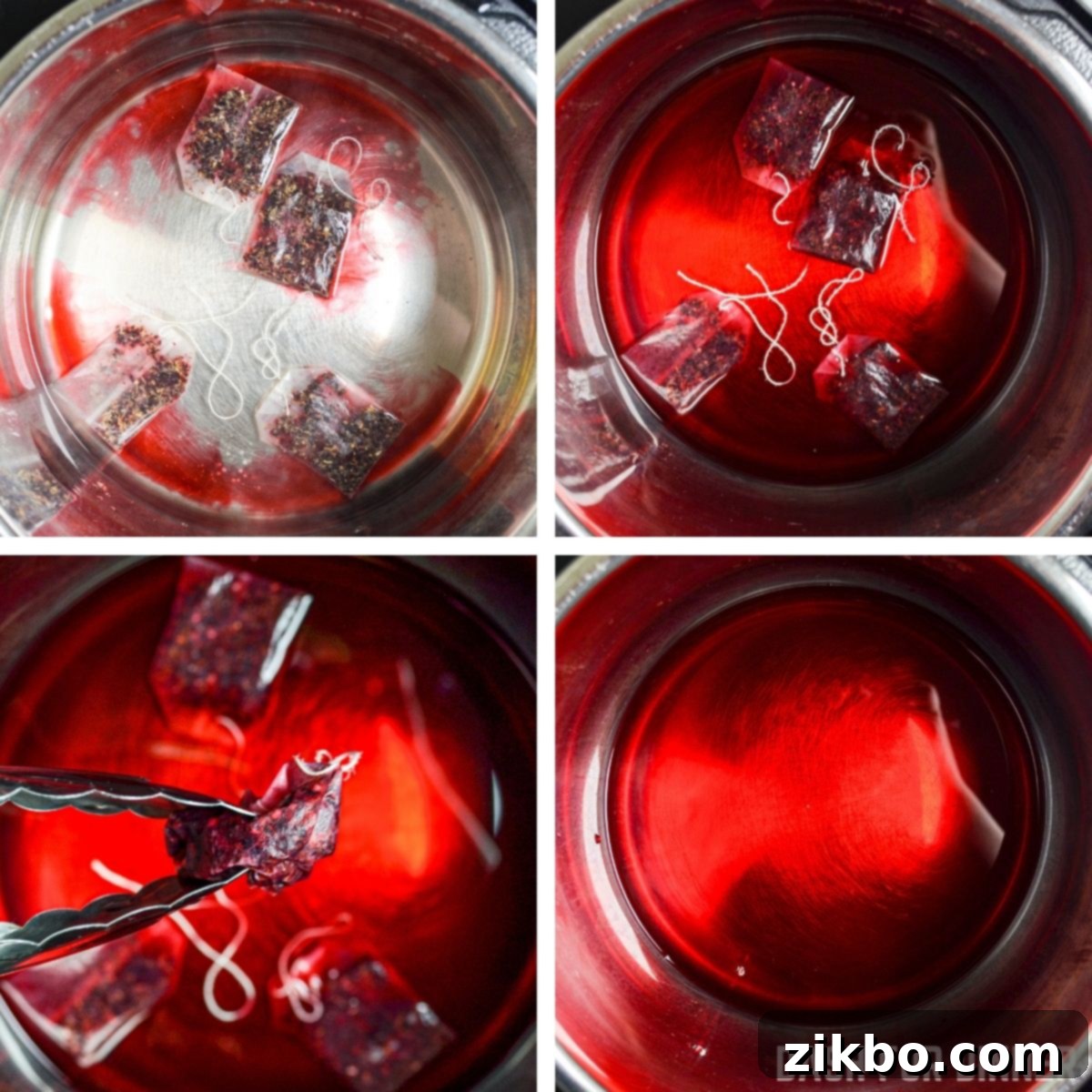 Image demonstrating the steeping process of passion tea bags in the Instant Pot.