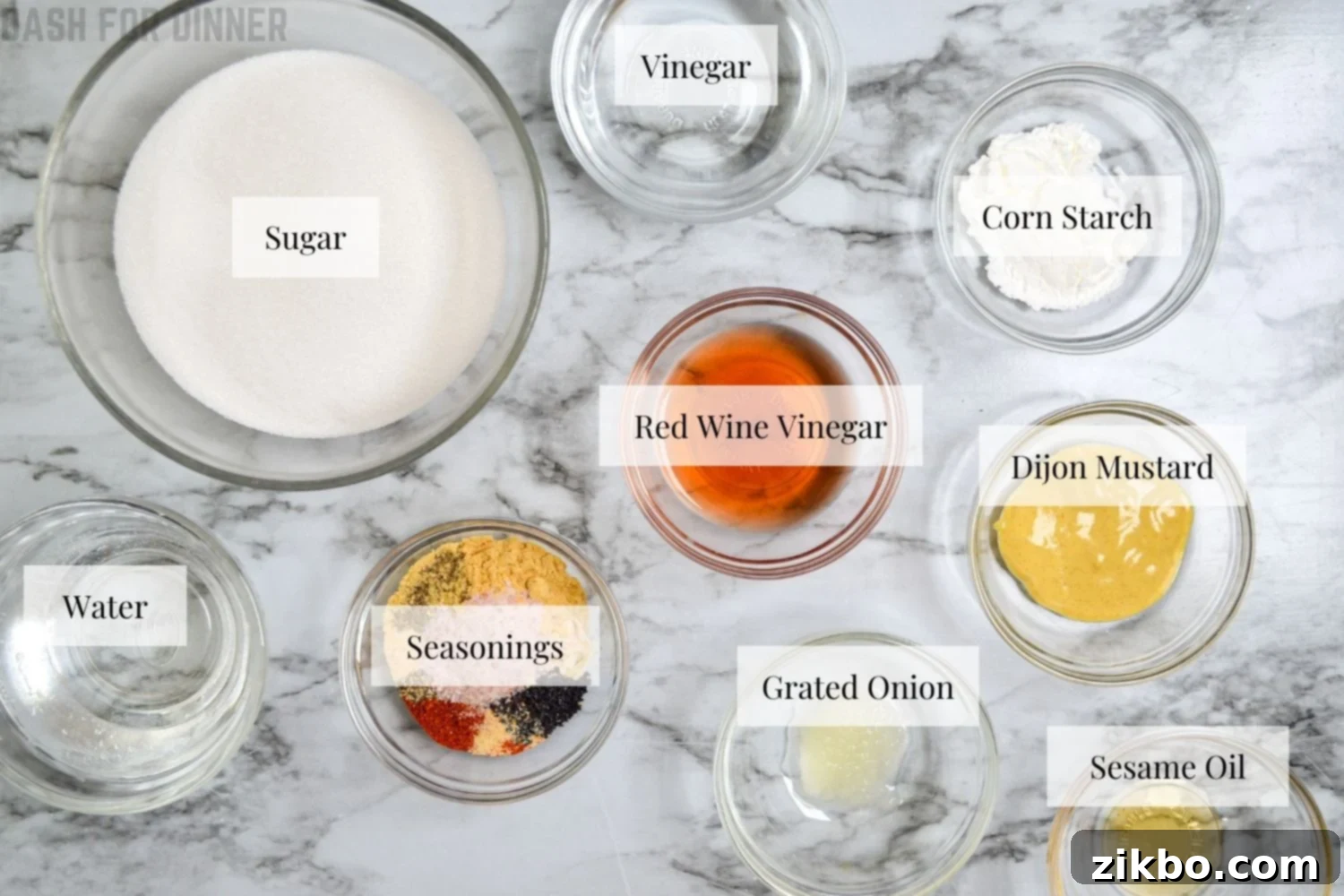 The ingredients needed to make Sweet Onion Sauce