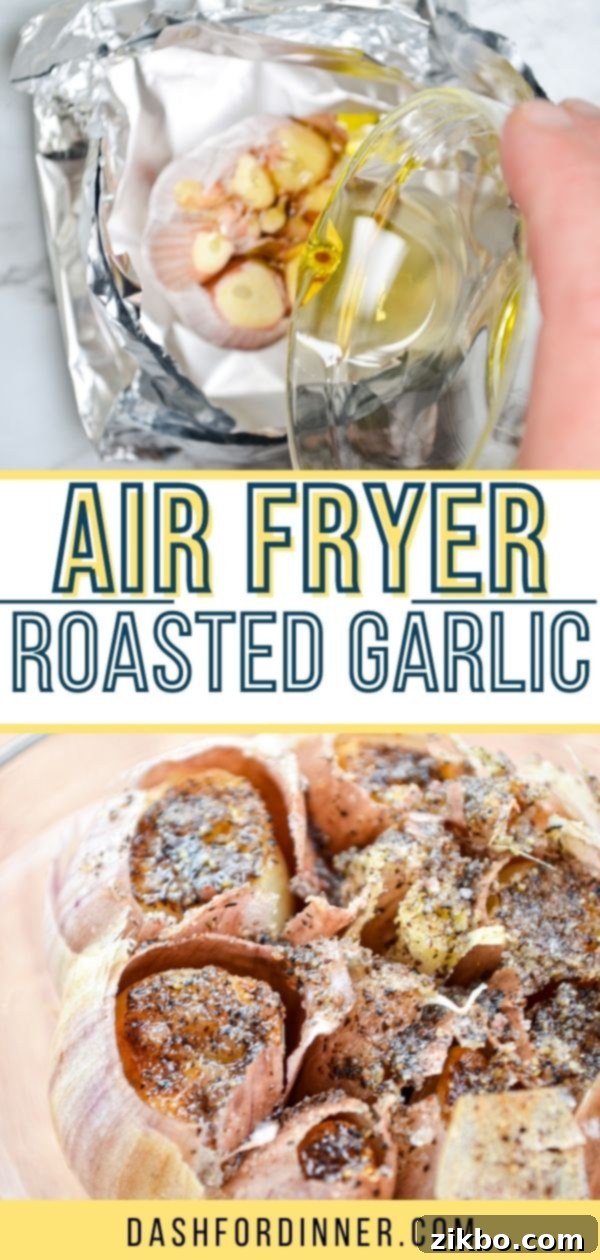 Close-up of golden, tender air fryer roasted garlic cloves, ready to be enjoyed.