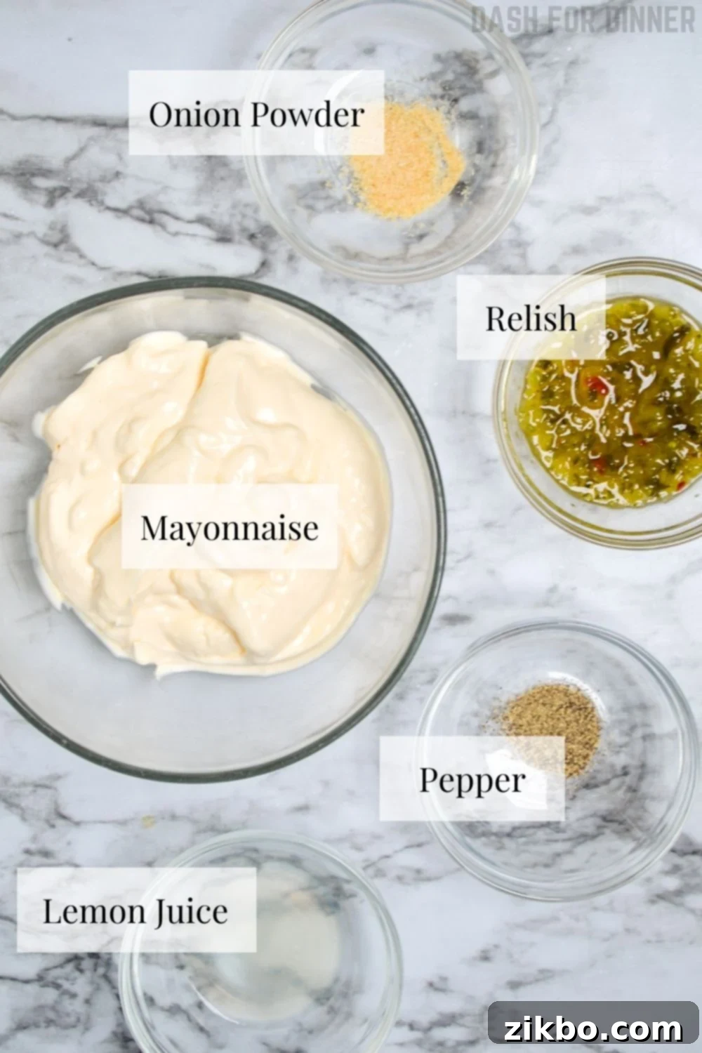 Ingredients to make a seafood condiment.