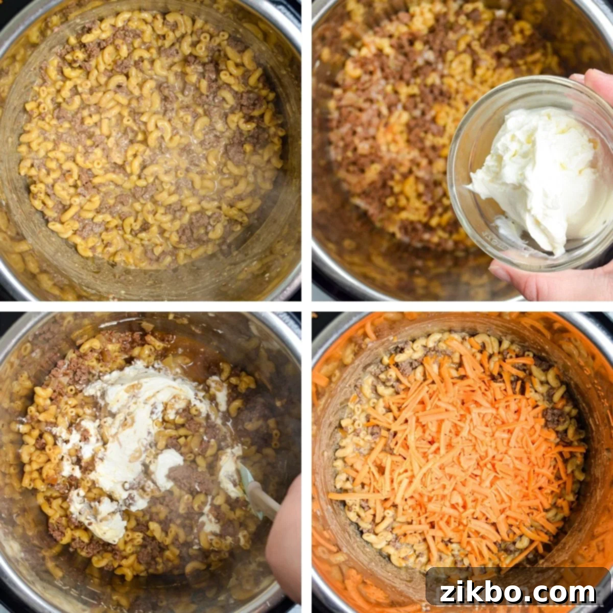 Delicious homemade Instant Pot Hamburger Helper with melted cheese.