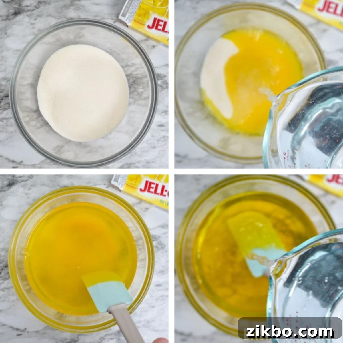 Visual guide for preparing the yellow Jell-O layer.