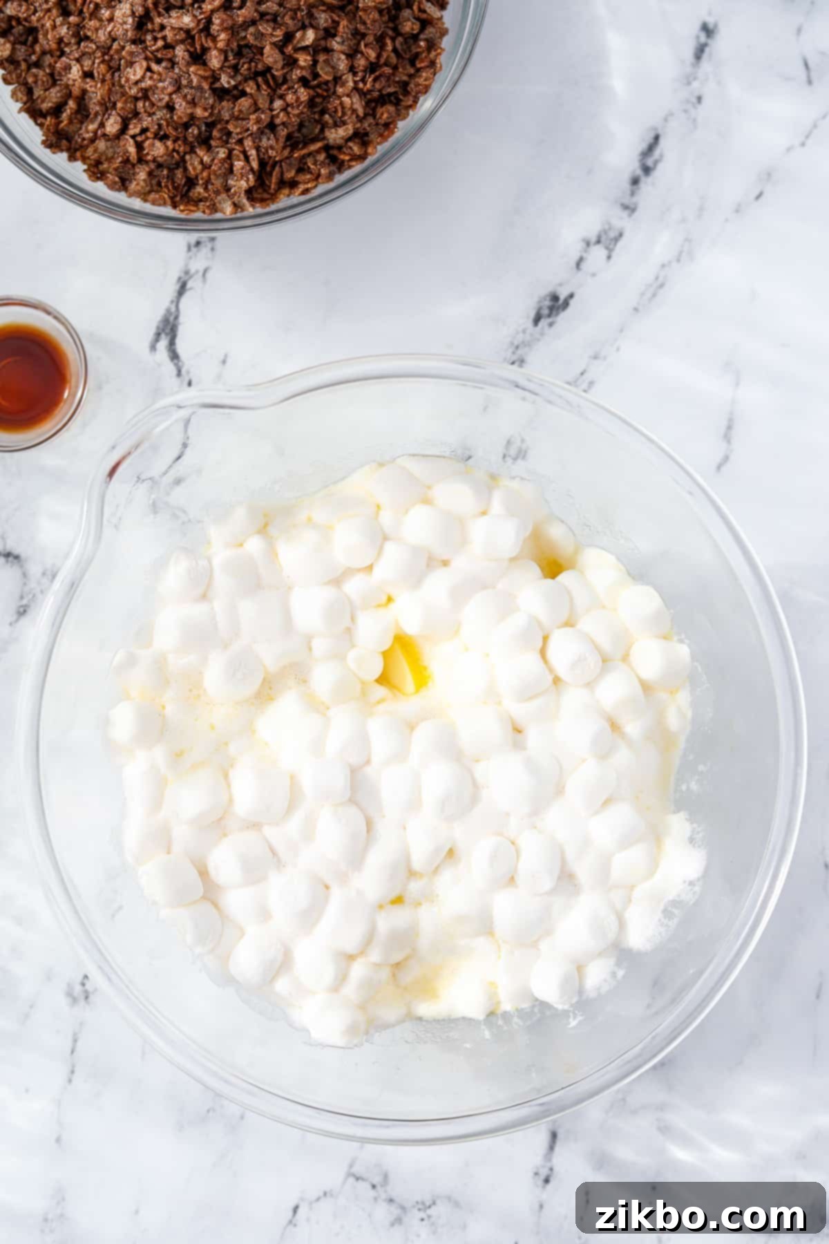 A bowl of melted marshmallows with butter.