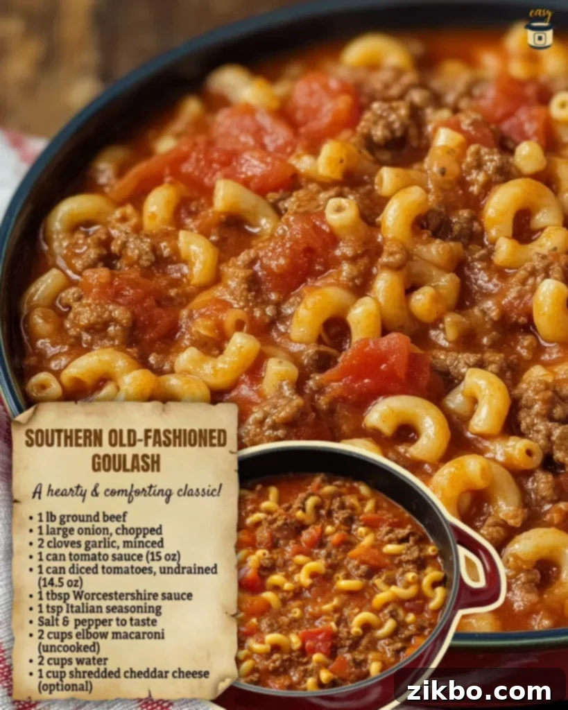 Close-up of Southern Old-Fashioned Goulash in a Bowl
